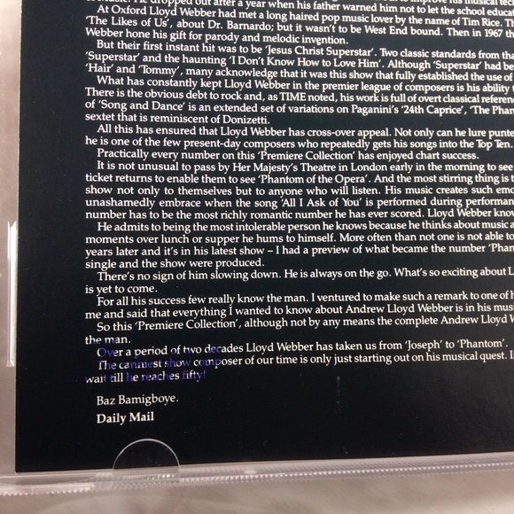 Lloyd Webber, Andrew : The Premiere Collection: The Best Of Andrew Lloyd Webber - Picture 6 of 8